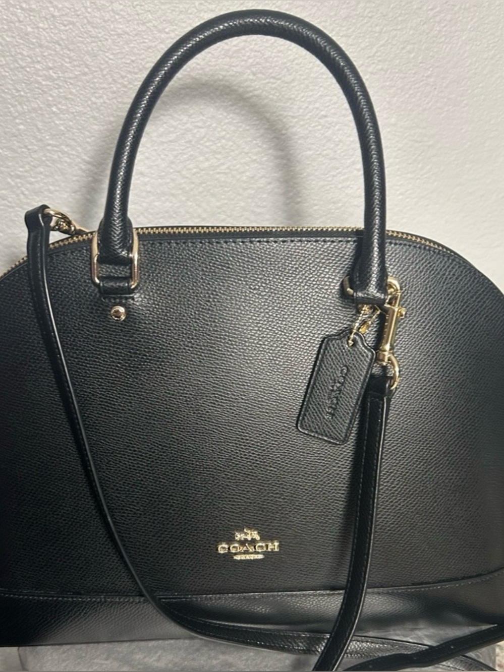 Coach Black Leather Sierra Top
Handle Bag Large